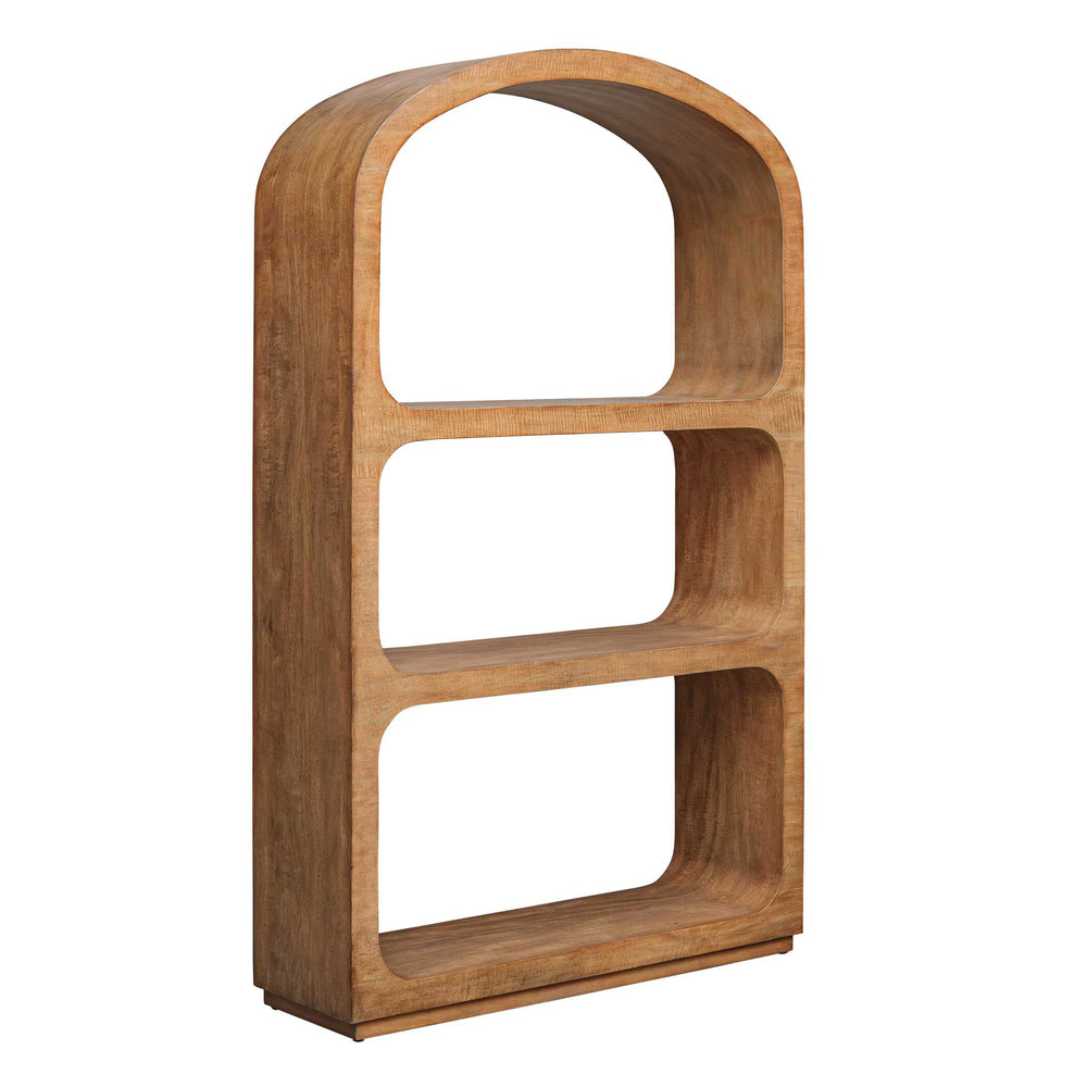 Uttermost Achley Arched Wooden Etagere - Minimalist Mango Veneer Design With Natural Wood Grain Woodtone Mdf Mango Veneer Adn Javamix Wood 50204