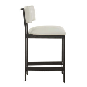 Uttermost Uttermost Apsley Black Counter Stool — Sleek Matte Frame, Full-Grain Winter White Leather, Floating Backrest, Ergonomic Comfort 23937