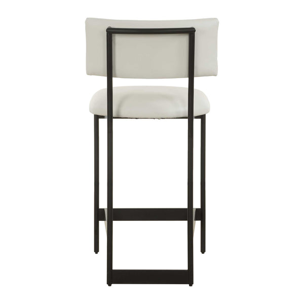 Uttermost Uttermost Apsley Black Counter Stool — Sleek Matte Frame, Full-Grain Winter White Leather, Floating Backrest, Ergonomic Comfort 23937