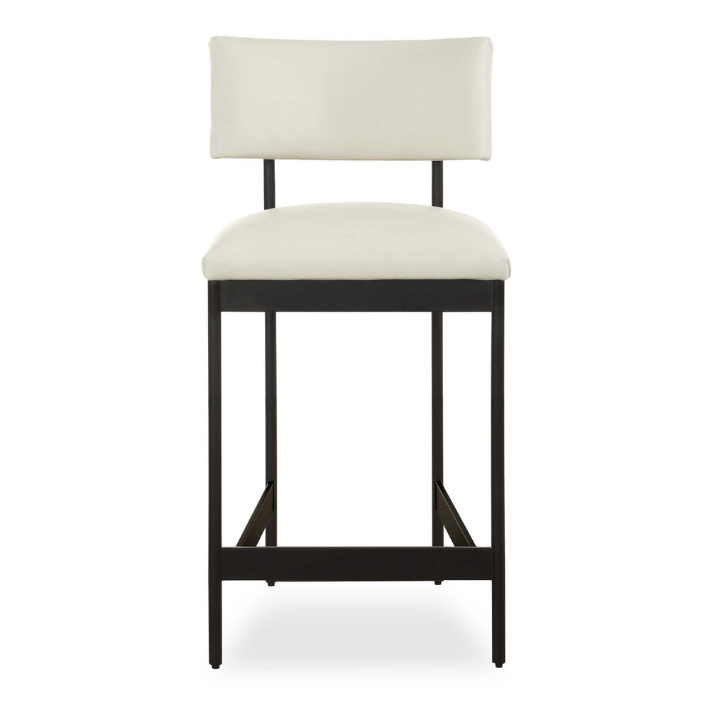 Uttermost Uttermost Apsley Black Counter Stool — Sleek Matte Frame, Full-Grain Winter White Leather, Floating Backrest, Ergonomic Comfort 23937