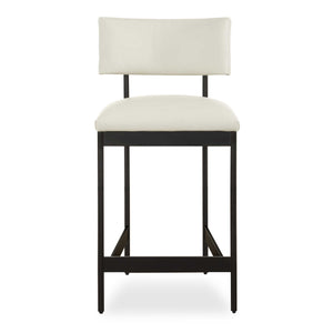 Uttermost Uttermost Apsley Black Counter Stool — Sleek Matte Frame, Full-Grain Winter White Leather, Floating Backrest, Ergonomic Comfort 23937