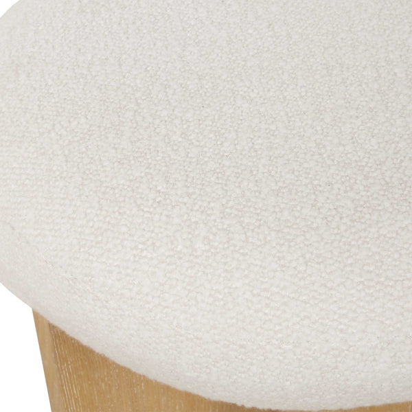 Uttermost Uttermost Lainie Boucle Accent Stool With Oak-Veneer Base, Plush White Seat For Entryways (18" H) 53021