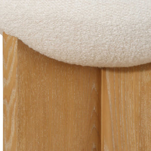 Uttermost Uttermost Lainie Boucle Accent Stool With Oak-Veneer Base, Plush White Seat For Entryways (18" H) 53021