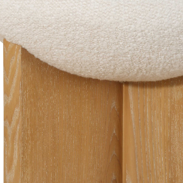Uttermost Uttermost Lainie Boucle Accent Stool With Oak-Veneer Base, Plush White Seat For Entryways (18" H) 53021