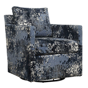 Uttermost Tisdell Stylish Swivel Glider Chair With Abstract Pattern In White, Gray, And Indigo Blue Plywood,Hardwood,Fabric,Foam,Hardware 23923