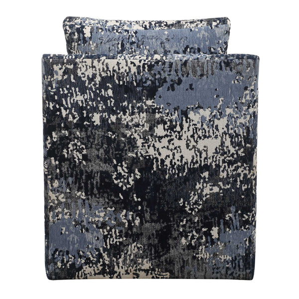 Uttermost Tisdell Stylish Swivel Glider Chair With Abstract Pattern In White, Gray, And Indigo Blue Plywood,Hardwood,Fabric,Foam,Hardware 23923