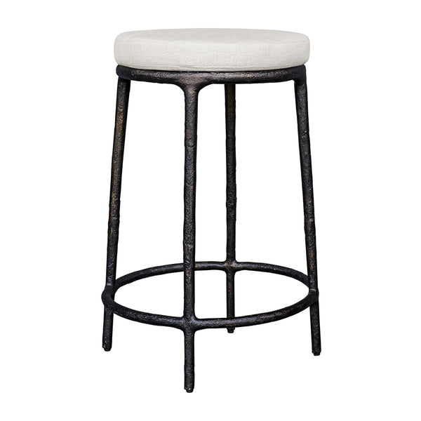 Uttermost Thayer Timeless Outdoor Counter Stool With Durable Cushion And Elegant Java Finish Black Aluminium Casting And Cushion 23930