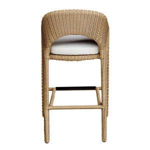 Uttermost Kavali Outdoor Wicker Barstool With Curvaceous Design, Plush Cushion, And All-weather Durability Woodtone Aluminium And Wicker 23935