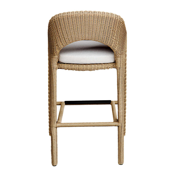 Uttermost Kavali Outdoor Wicker Barstool With Curvaceous Design, Plush Cushion, And All-weather Durability Woodtone Aluminium And Wicker 23935