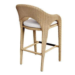 Uttermost Kavali Outdoor Wicker Barstool With Curvaceous Design, Plush Cushion, And All-weather Durability Woodtone Aluminium And Wicker 23935