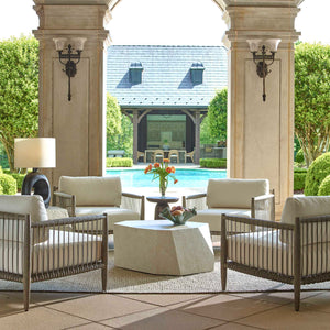 Uttermost Borneo Rustic Outdoor Dining Chair With Elegant Oyster White Cushions And Rope Accents Brown,Gray Mahogani Wood And Fabric Cloud Dancer 23944