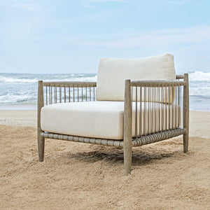 Uttermost Borneo Rustic Outdoor Dining Chair With Elegant Oyster White Cushions And Rope Accents Brown,Gray Mahogani Wood And Fabric Cloud Dancer 23944