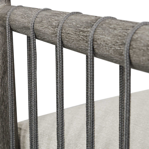 Uttermost Borneo Rustic Outdoor Dining Chair With Elegant Oyster White Cushions And Rope Accents Brown,Gray Mahogani Wood And Fabric Cloud Dancer 23943