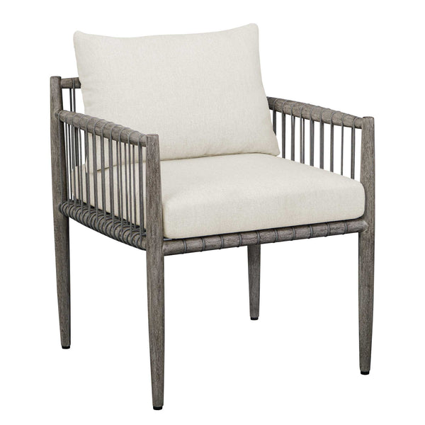 Uttermost Borneo Rustic Outdoor Dining Chair With Elegant Oyster White Cushions And Rope Accents Brown,Gray Mahogani Wood And Fabric Cloud Dancer 23943