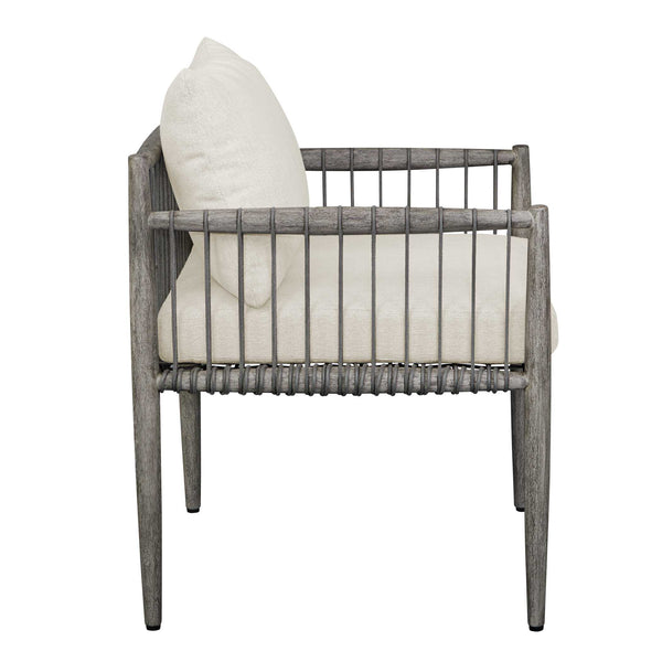 Uttermost Borneo Rustic Outdoor Dining Chair With Elegant Oyster White Cushions And Rope Accents Brown,Gray Mahogani Wood And Fabric Cloud Dancer 23943