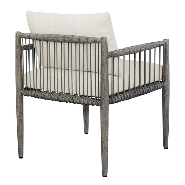 Uttermost Borneo Rustic Outdoor Dining Chair With Elegant Oyster White Cushions And Rope Accents Brown,Gray Mahogani Wood And Fabric Cloud Dancer 23943