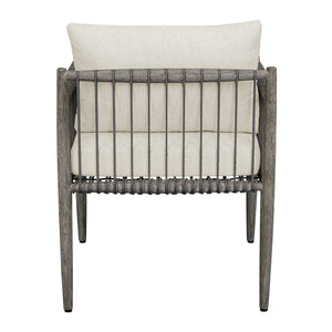 Uttermost Borneo Rustic Outdoor Dining Chair With Elegant Oyster White Cushions And Rope Accents Brown,Gray Mahogani Wood And Fabric Cloud Dancer 23943