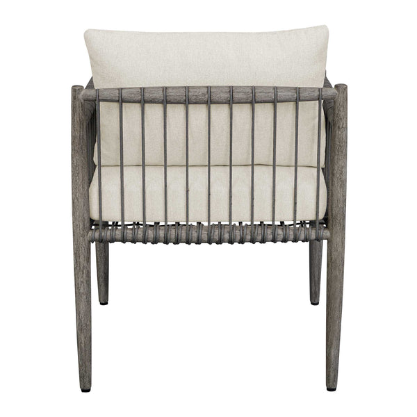 Uttermost Borneo Rustic Outdoor Dining Chair With Elegant Oyster White Cushions And Rope Accents Brown,Gray Mahogani Wood And Fabric Cloud Dancer 23943