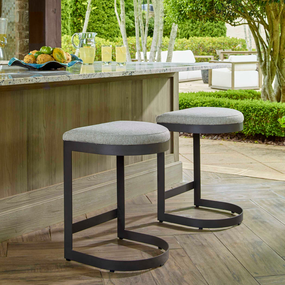 Uttermost Maude Outdoor Counter Stool – Stylish Industrial Design With Plush Comfort For Your Space Brown,Gray Stainless Steel And Fabric Cloud Dancer 23948