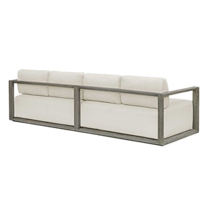 Uttermost Remsen Outdoor Sofa - Weathered Gray Mahogany Frame With Cushioned Oyster White Seating Brown,White Mahogani Wood And Fabric Cloud Dancer 53003