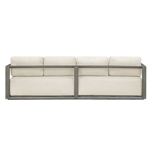 Uttermost Remsen Outdoor Sofa - Weathered Gray Mahogany Frame With Cushioned Oyster White Seating Brown,White Mahogani Wood And Fabric Cloud Dancer 53003