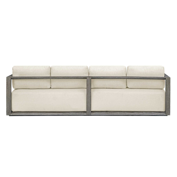 Uttermost Remsen Outdoor Sofa - Weathered Gray Mahogany Frame With Cushioned Oyster White Seating Brown,White Mahogani Wood And Fabric Cloud Dancer 53003