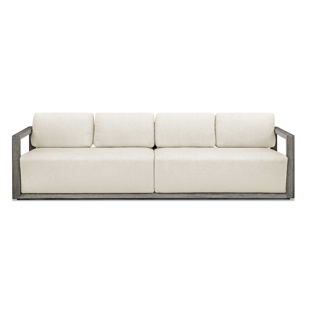 Uttermost Remsen Outdoor Sofa - Weathered Gray Mahogany Frame With Cushioned Oyster White Seating Brown,White Mahogani Wood And Fabric Cloud Dancer 53003
