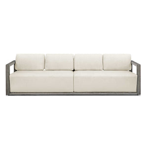 Uttermost Remsen Outdoor Sofa - Weathered Gray Mahogany Frame With Cushioned Oyster White Seating Brown,White Mahogani Wood And Fabric Cloud Dancer 53003