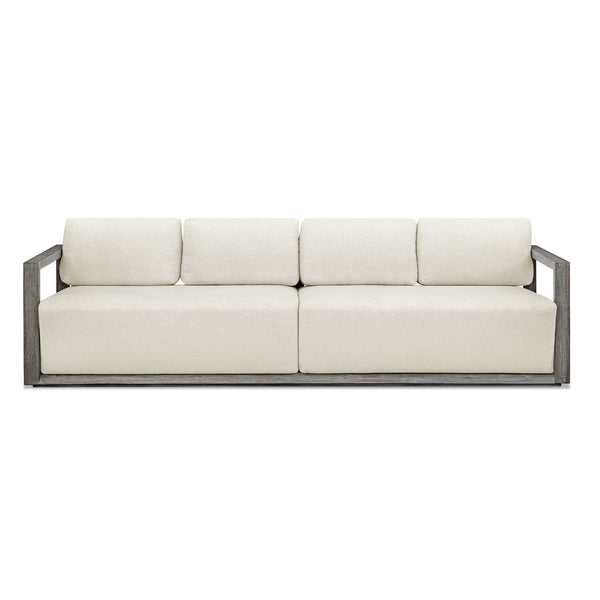 Uttermost Remsen Outdoor Sofa - Weathered Gray Mahogany Frame With Cushioned Oyster White Seating Brown,White Mahogani Wood And Fabric Cloud Dancer 53003