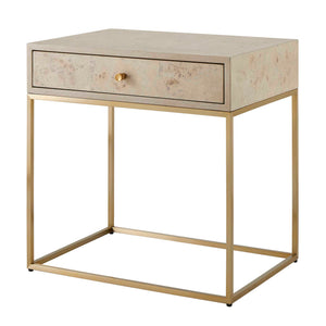 Uttermost Pembrook Modern Side Table With Light Washed Maple Burl Veneer & Sleek Brass Base Finish Brass Mdf,Stainless Steel ,Maple 50174