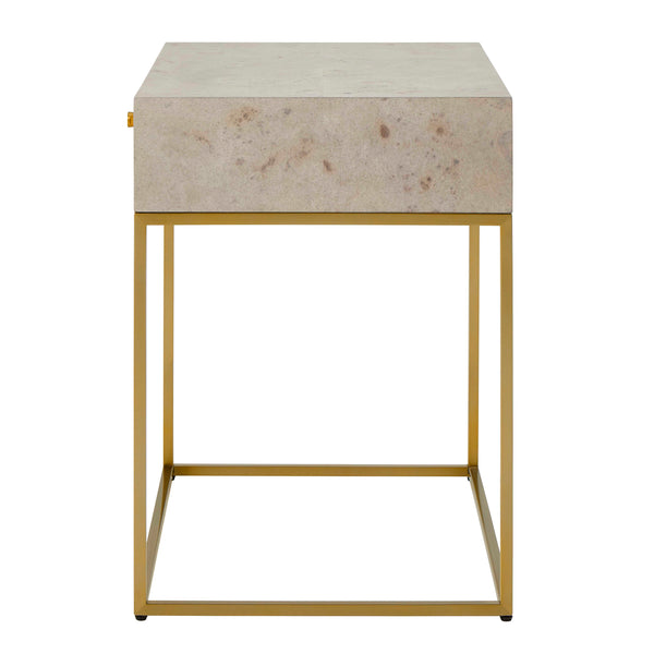 Uttermost Pembrook Modern Side Table With Light Washed Maple Burl Veneer & Sleek Brass Base Finish Brass Mdf,Stainless Steel ,Maple 50174