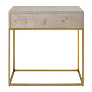 Uttermost Pembrook Modern Side Table With Light Washed Maple Burl Veneer & Sleek Brass Base Finish Brass Mdf,Stainless Steel ,Maple 50174