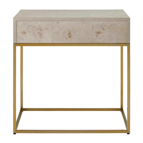 Uttermost Pembrook Modern Side Table With Light Washed Maple Burl Veneer & Sleek Brass Base Finish Brass Mdf,Stainless Steel ,Maple 50174