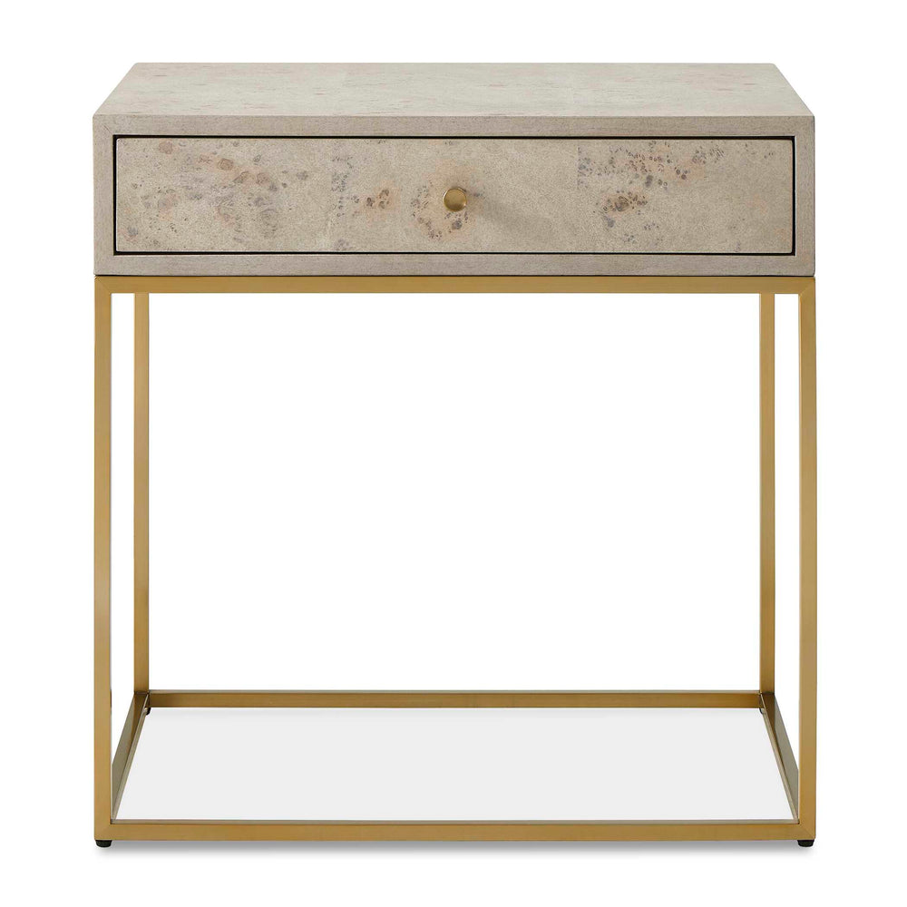Uttermost Pembrook Modern Side Table With Light Washed Maple Burl Veneer & Sleek Brass Base Finish Brass Mdf,Stainless Steel ,Maple 50174