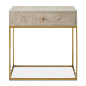 Uttermost Pembrook Modern Side Table With Light Washed Maple Burl Veneer & Sleek Brass Base Finish Brass Mdf,Stainless Steel ,Maple 50174