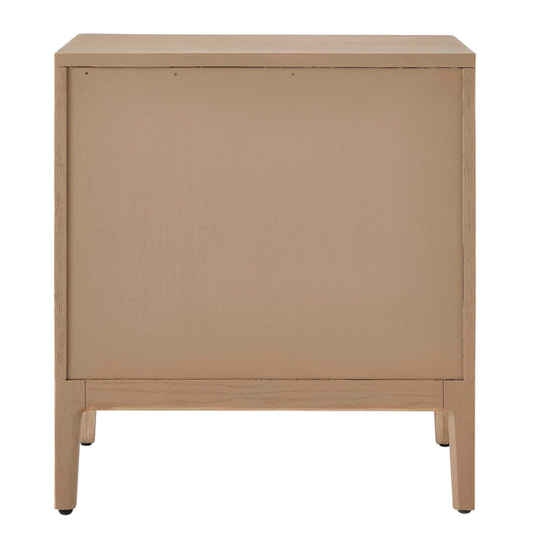 Uttermost Tabi Natural Oak Side Table With Brass Accents, Drawer & Shelf For Modern Living Spaces Brass,Woodtone Oak Wood,Mdf,Oak Veneer,Metal 50165