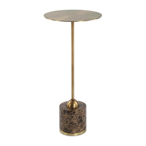 Uttermost Verlin Brass Drink Table - Unique Brushed Brass & Marble Accent, Perfect For Modern Decor Black Marble,Metal 50185