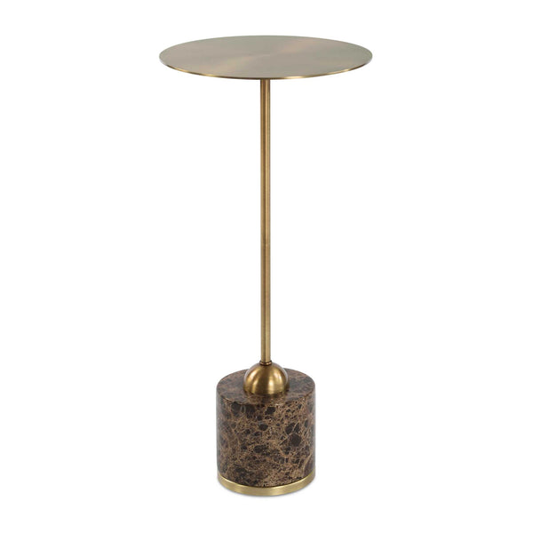 Uttermost Verlin Brass Drink Table - Unique Brushed Brass & Marble Accent, Perfect For Modern Decor Black Marble,Metal 50185