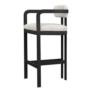 Uttermost Kalmar Outdoor Bar Stool: Stylish, Durable Seating With Comfortable Upholstery For Entertaining Black Aluminium And Fabric Cloud Dancer 23946