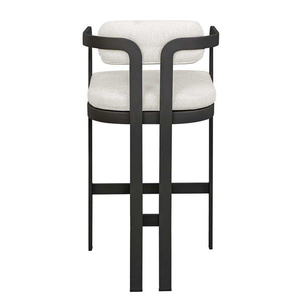 Uttermost Kalmar Outdoor Bar Stool: Stylish, Durable Seating With Comfortable Upholstery For Entertaining Black Aluminium And Fabric Cloud Dancer 23946