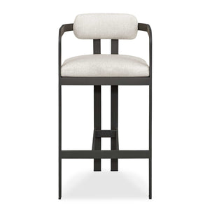 Uttermost Kalmar Outdoor Bar Stool: Stylish, Durable Seating With Comfortable Upholstery For Entertaining Black Aluminium And Fabric Cloud Dancer 23946
