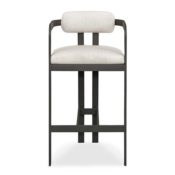 Uttermost Kalmar Outdoor Bar Stool: Stylish, Durable Seating With Comfortable Upholstery For Entertaining Black Aluminium And Fabric Cloud Dancer 23946