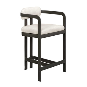 Uttermost Kalmar Outdoor Bar Stool: Stylish, Durable Seating With Comfortable Upholstery For Entertaining Black Steel And Fabric Cloud Dancer 23947