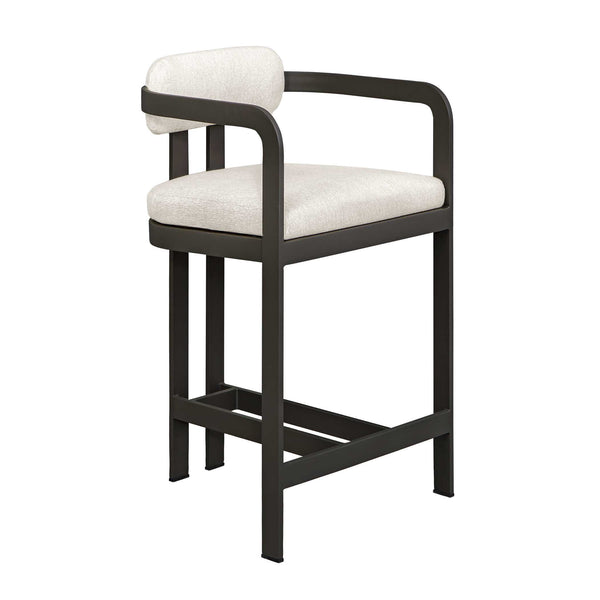 Uttermost Kalmar Outdoor Bar Stool: Stylish, Durable Seating With Comfortable Upholstery For Entertaining Black Steel And Fabric Cloud Dancer 23947