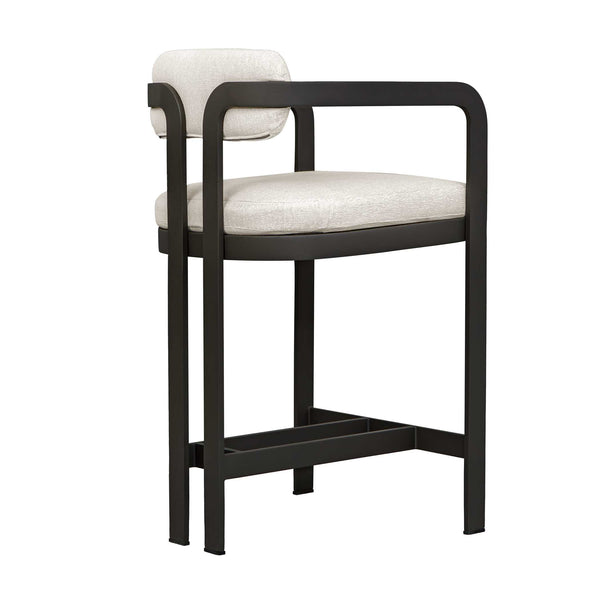 Uttermost Kalmar Outdoor Bar Stool: Stylish, Durable Seating With Comfortable Upholstery For Entertaining Black Steel And Fabric Cloud Dancer 23947