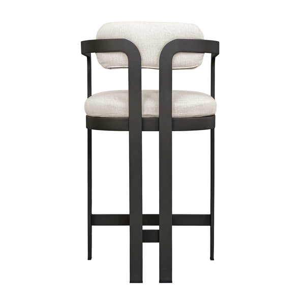 Uttermost Kalmar Outdoor Bar Stool: Stylish, Durable Seating With Comfortable Upholstery For Entertaining Black Steel And Fabric Cloud Dancer 23947