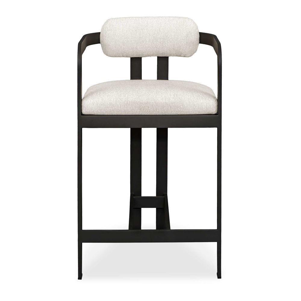 Uttermost Kalmar Outdoor Bar Stool: Stylish, Durable Seating With Comfortable Upholstery For Entertaining Black Steel And Fabric Cloud Dancer 23947