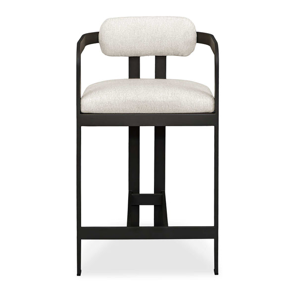 Uttermost Kalmar Outdoor Bar Stool: Stylish, Durable Seating With Comfortable Upholstery For Entertaining Black Steel And Fabric Cloud Dancer 23947