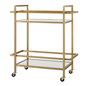 Uttermost Erena Stylish Brass Bar Cart With Glass Shelves For Elegant Entertaining And Display Brass Stainless Steel,Tempered Glass 50205