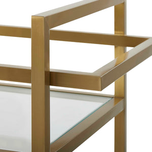 Uttermost Erena Stylish Brass Bar Cart With Glass Shelves For Elegant Entertaining And Display Brass Stainless Steel,Tempered Glass 50205